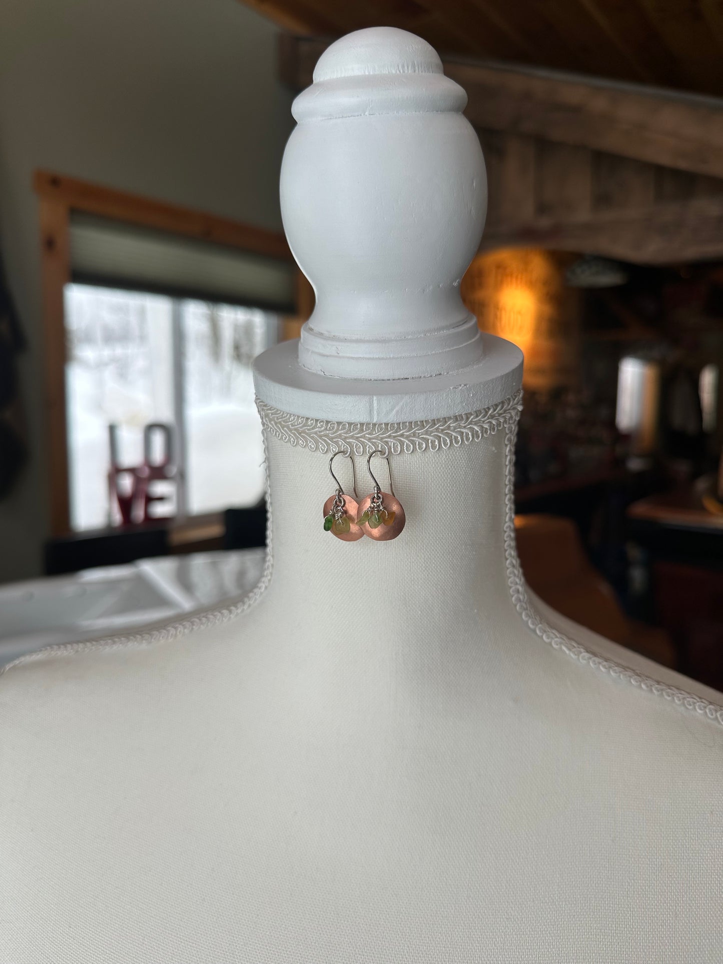 Sea glass and copper earrings